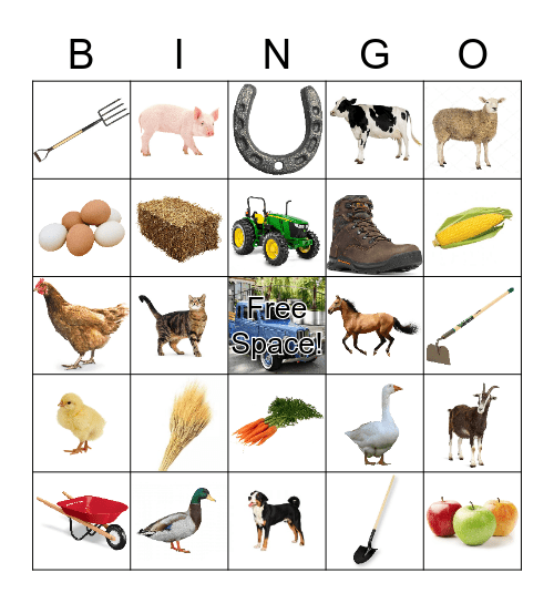 Nouns Around The Farm Bingo Card