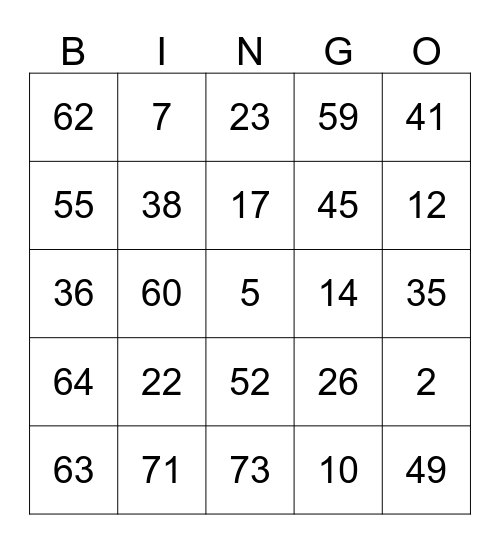 St Margaret's Bingo Card