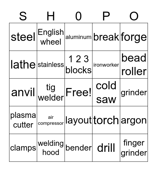 SHOP NIGHT Bingo Card