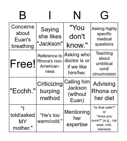 GG Baby Bingo Card