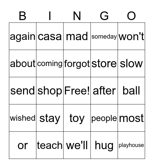 Come! Sit! Stay!   &   The Little Casa Bingo Card