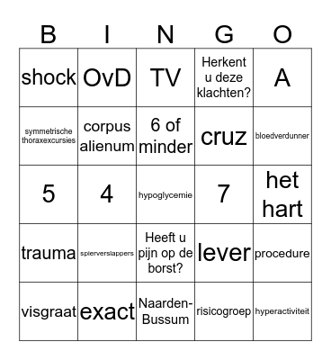 Noodhulpbingo! Bingo Card