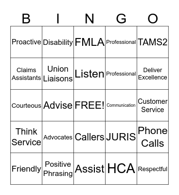 HCA Bingo Card