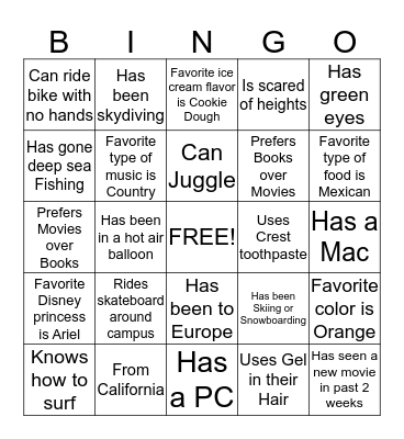 SAAC Bingo Card