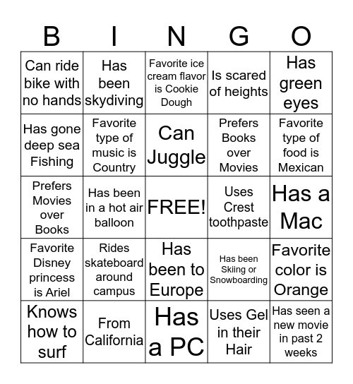 SAAC Bingo Card