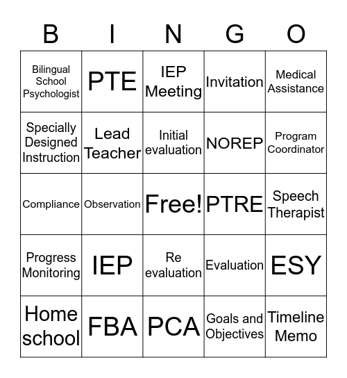 Policies and Procedures Bingo Card