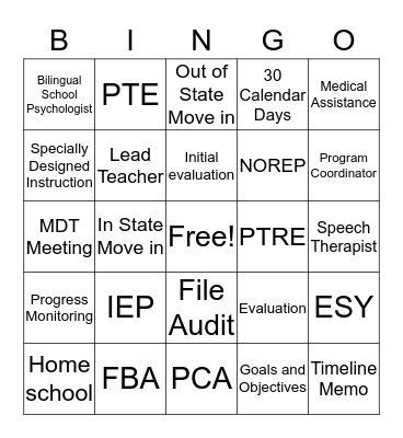 Policies and Procedures Bingo Card