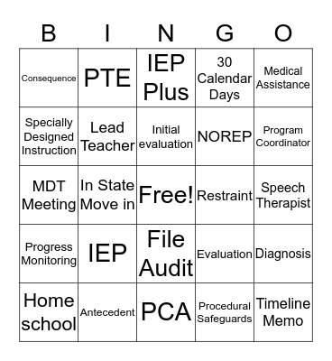 Policies and Procedures Bingo Card