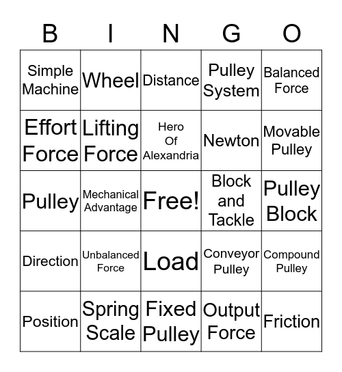 Pulley BINGO! Bingo Card