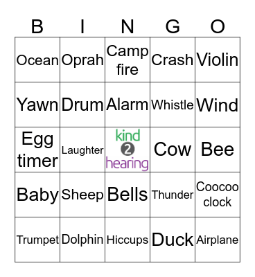 The world of Sound Bingo Card