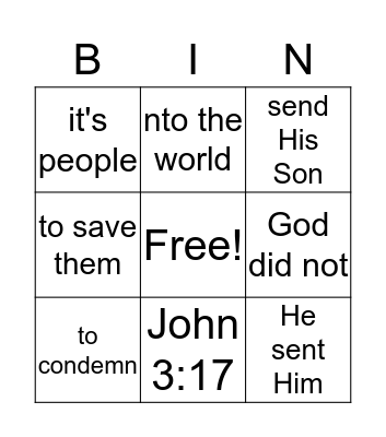 John 3:17 Bingo Card