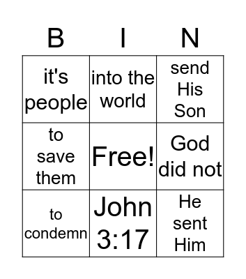 John 3:17 Bingo Card