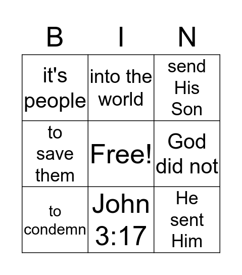 John 3:17 Bingo Card