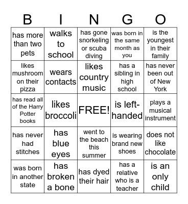 Find someone who ... Bingo Card