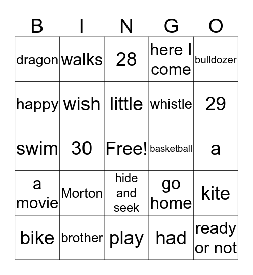 If I Had a Dragon - BINGO! Bingo Card