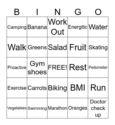 Healthy   BINGO Card