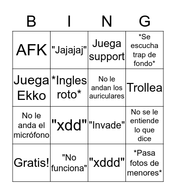 Parra Problem Bingo Card
