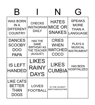 People Bingo Card