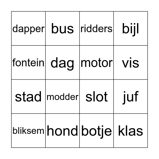 De smoezels gaan op schoolreis Bingo Card