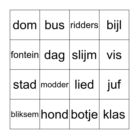 De smoezels gaan op schoolreis Bingo Card