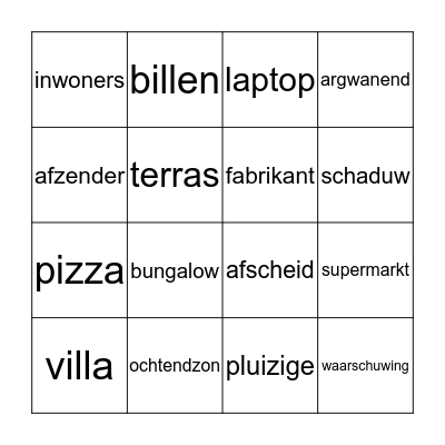 Verboden te openen! Bingo Card
