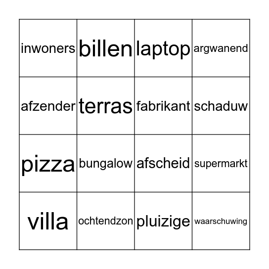 Verboden te openen! Bingo Card