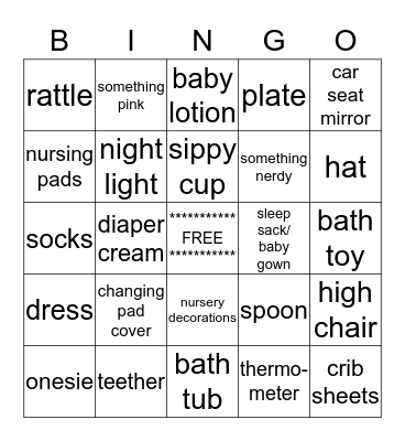 Baby Bingo Card