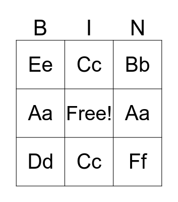 ABC Bingo! Bingo Card