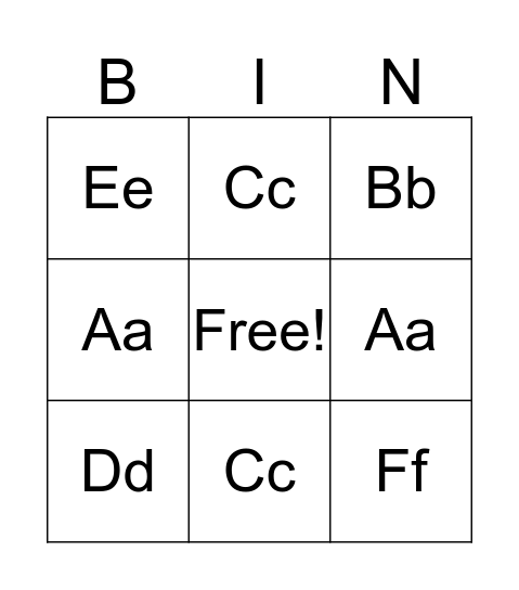 ABC Bingo! Bingo Card