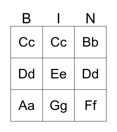 ABC Bingo! Bingo Card