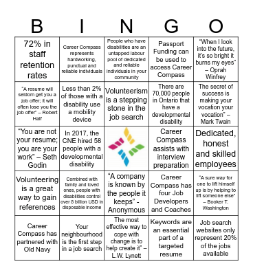 KW Career Compass Bingo Card