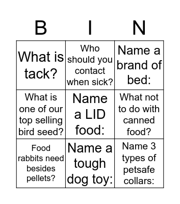 DREAMLAND PET BINGO! Bingo Card