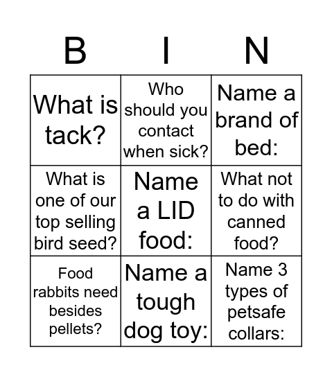 DREAMLAND PET BINGO! Bingo Card