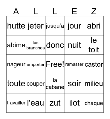 French II Semaine 18 Bingo Card