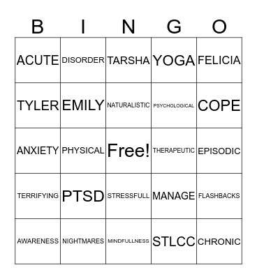 STRESS FREE Bingo Card