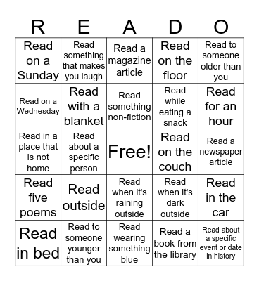 AMS Summer Reading! Bingo Card