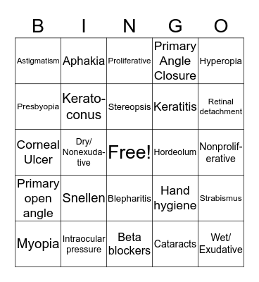 EYE BINGO Card