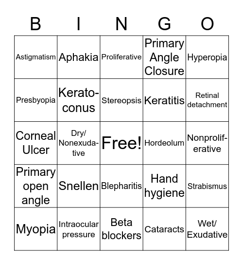 EYE BINGO Card