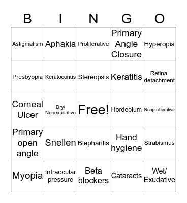 EYE BINGO Card