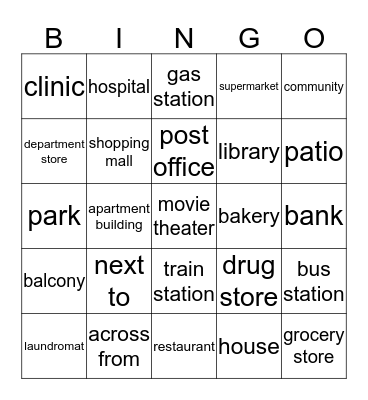 ESL Community Bingo Card