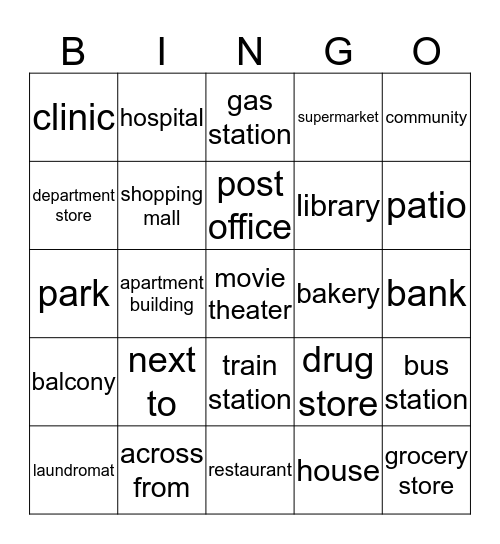 ESL Community Bingo Card