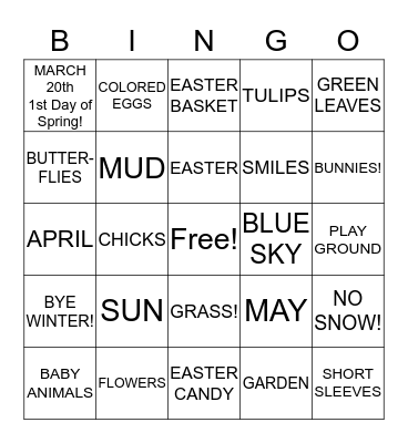 SPRING Bingo Card