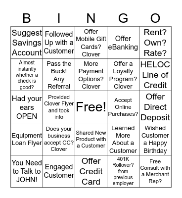 Business Bingo Card