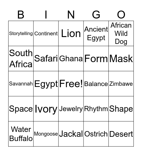 African Art Bingo Card