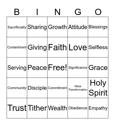 JUST AND GENEROUS Bingo Card