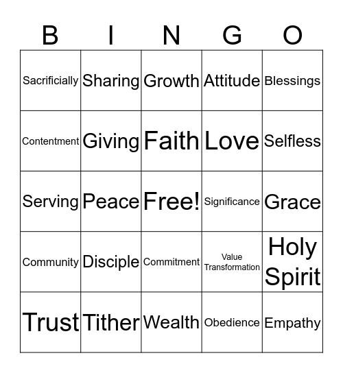JUST AND GENEROUS Bingo Card