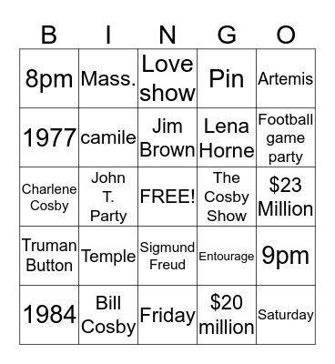 From Love and Marriage Bingo Card