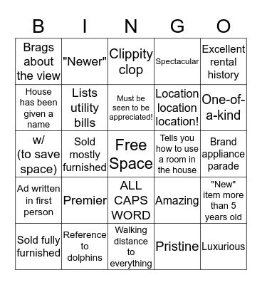 Selected Properties Bingo Card