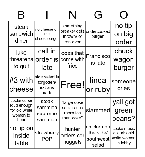 Del Rancho Bingo Card