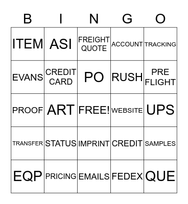 Evans Customer Service Week Bingo Card